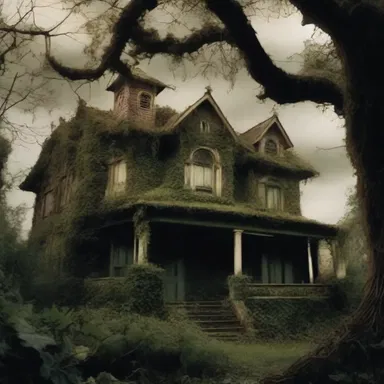 The horror movie showcased a haunted house surrounded by a garden of rampant vines, creating a creepy and eerie atmosphere.