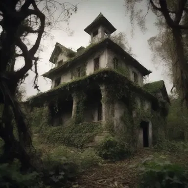 The horror movie showcased a haunted house surrounded by a garden of rampant vines, creating a creepy and eerie atmosphere.