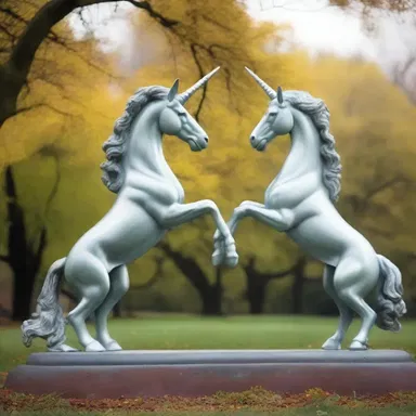 As they strolled hand in hand through the park, the couple admired a statue of two rampant unicorns, representing their everlasting love.