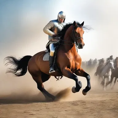 The author vividly described the battle scene, where the protagonist's horse stood rampant on its hind legs, demonstrating their bravery and determination.