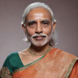 A tasteful and respectful artistic representation of Narendra Modi, the Prime Minister of India, gender swapped as a woman.