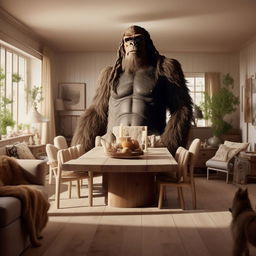 King Kong-styled Scandinavian living and dining room, with Snoop Dogg being an integral, oversized element amidst shabby chic décor and top trending Instagram filters