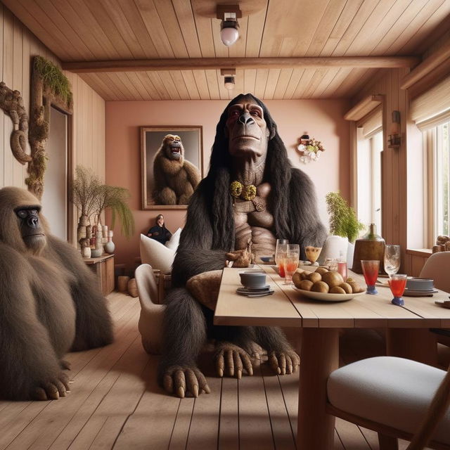 King Kong-styled Scandinavian living and dining room, with Snoop Dogg being an integral, oversized element amidst shabby chic décor and top trending Instagram filters