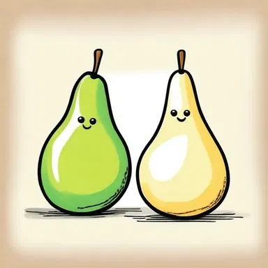 The artist cleverly depicted the homophone 'pair' by drawing a pair of matching pears.
