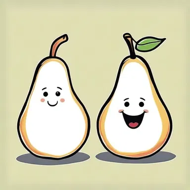 The artist cleverly depicted the homophone 'pair' by drawing a pair of matching pears.