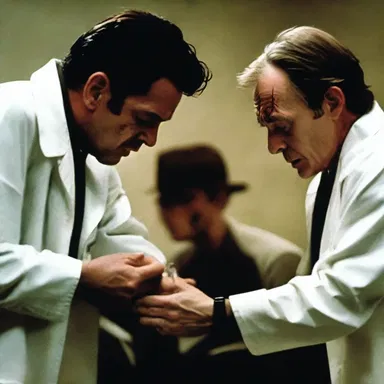The character in the thriller film used a hidden hypodermic to inject a deadly poison into the victim.