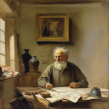 The painter dedicated hours to girding his imagination with references and sketches before starting his masterpiece.