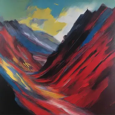 The artist captured the raw power and beauty of the fault line in a mesmerizing painting, using bold brushstrokes and contrasting colors.