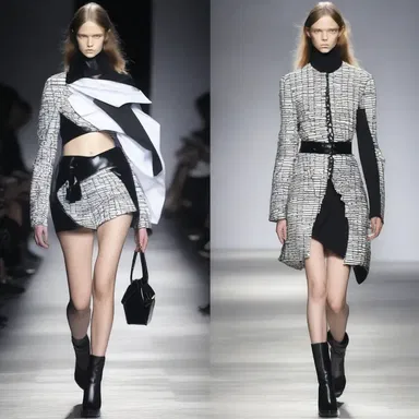 The fashion designer drew inspiration from the jagged patterns of a fault line when creating a collection of edgy, high-contrast garments.