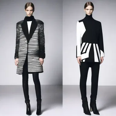 The fashion designer drew inspiration from the jagged patterns of a fault line when creating a collection of edgy, high-contrast garments.