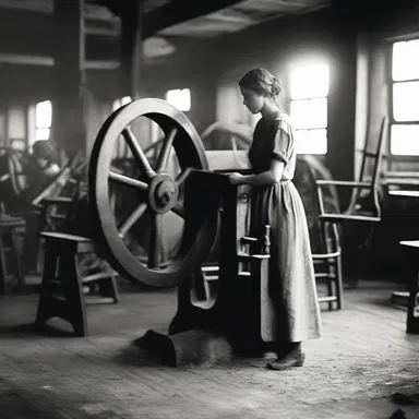 In the book, the author beautifully describes the whirr of the spinning wheels in the textile mill, capturing the essence of industrialization in literature.
