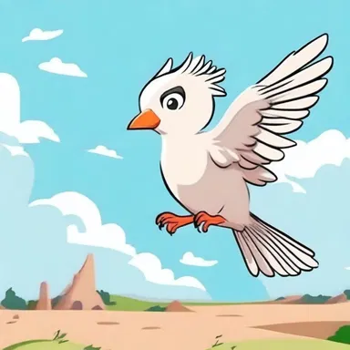 In the cartoon, the bird whirred its wings before taking off into the sky.