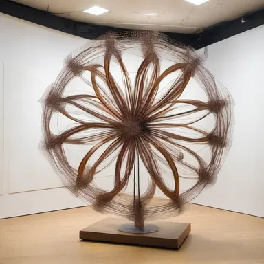 The kinetic sculpture created by the artist had multiple moving parts that resulted in a mesmerizing whirr, transforming it into a captivating piece of art.