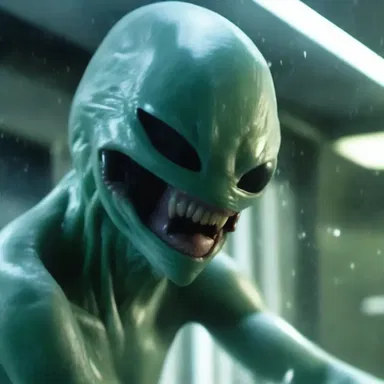In the sci-fi movie, the alien creature starts to gelatinise after being exposed to a mysterious substance.