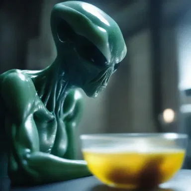 In the sci-fi movie, the alien creature starts to gelatinise after being exposed to a mysterious substance.