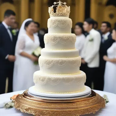 The wedding cake was gelatinised to give it a glossy finish for the religious ceremony.