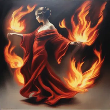The artist skillfully depicted the dance of the flames in their painting.