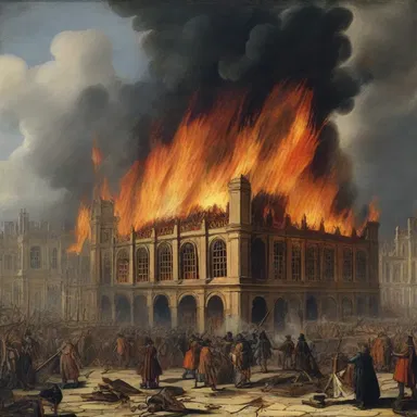 The Great Fire of London in 1666 spread rapidly throughout the city, causing immense destruction and leaving many buildings in flames.