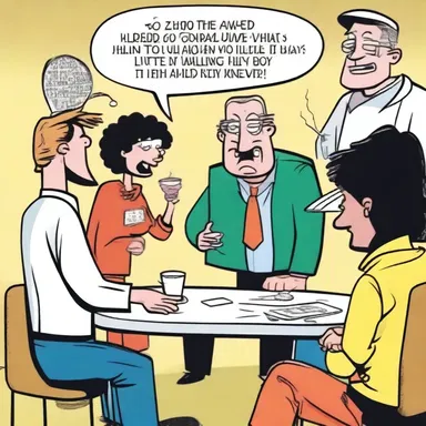 In the comic strip, the main character misinterprets a conversation and mistakenly believes they have been invited to a party.