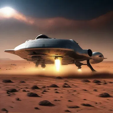 The spaceship crash landed on a distant planet, its engines smoldering as the crew floated through space.