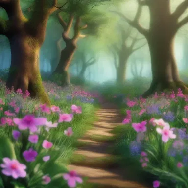 The enchanted forest exuded a mild and pleasant aura, with colorful flowers and gentle breezes.