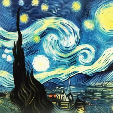 The eponymic painting 'Starry Night' by Vincent van Gogh is renowned for its vibrant colors.