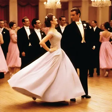 In the romantic comedy, the breadth of the ballroom scene allowed for a sweeping dance sequence.