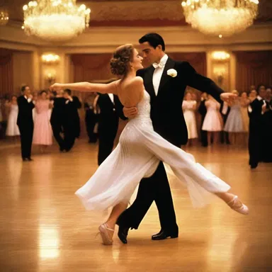 In the romantic comedy, the breadth of the ballroom scene allowed for a sweeping dance sequence.