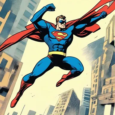 The artist used a wide brushstroke to convey the breadth of the superhero's powerful swing in the comic panel.