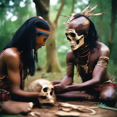 During the ritual, the shaman used a trepan to remove sections of bone from the skull to allow the spirit to enter.