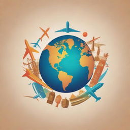 A vibrant logo celebrating World Tourism Day, featuring iconic global landmarks, an airplane, and earth tones to signify unity and travel