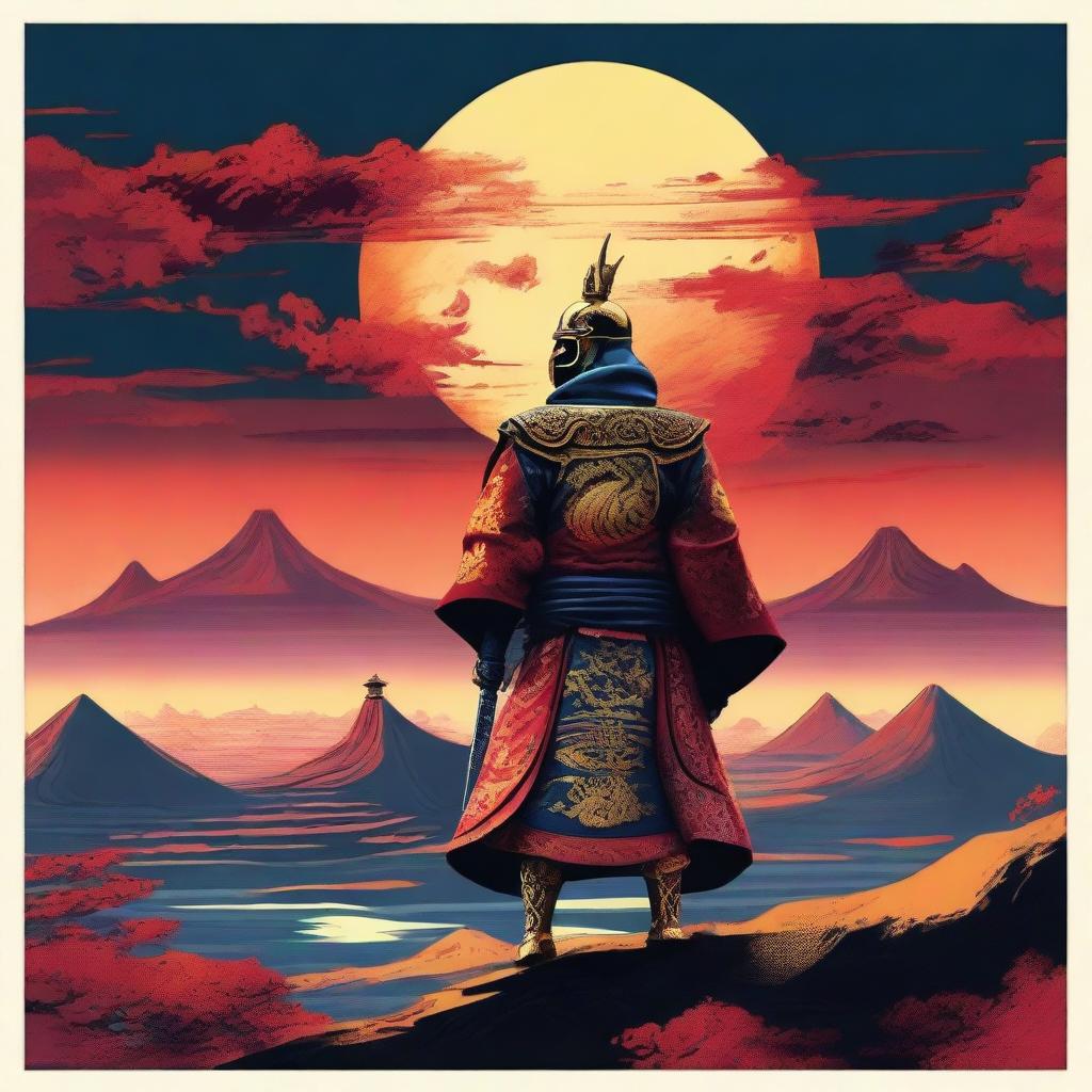 A high-resolution digital art image that depicts an imperial warrior standing valiantly in the foreground