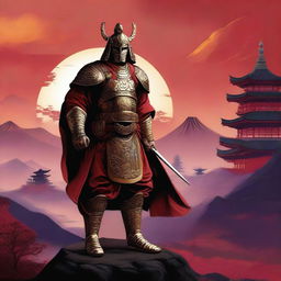 A high-resolution digital art image that depicts an imperial warrior standing valiantly in the foreground