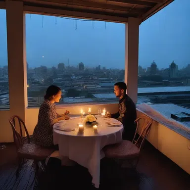 The date ended dismally as it started pouring rain during their candlelit dinner on the rooftop.