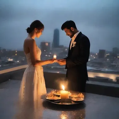 The date ended dismally as it started pouring rain during their candlelit dinner on the rooftop.