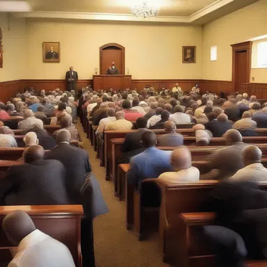 The congregation listened dismally as the preacher delivered a sermon about sin and eternal damnation.