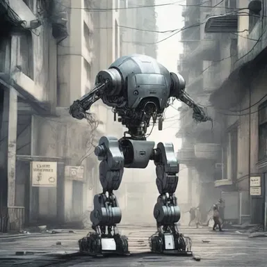 In the dismally dystopian future, society had lost all hope and lived in a cheerless existence under the oppressive rule of the machines.