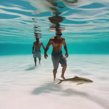 As they walked hand in hand along the beach, they spotted a pair of snook swimming gracefully in the crystal-clear waters.