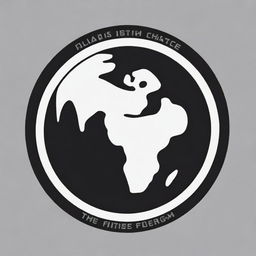 Revise the climate change logo to be in black and white. The design should include a simplified depiction of earth, weather phenomena, and a thermometer.