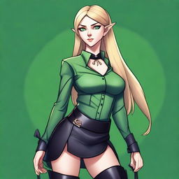 A high-quality digital art image showcasing a female high elf spy