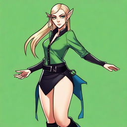 A high-quality digital art image showcasing a female high elf spy