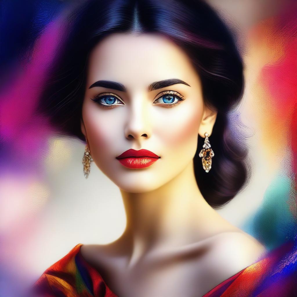 An exquisite digital art piece showcasing a captivating young woman