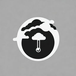 Edit the black and white climate change logo, replacing the globe with a stylized cloud. The design should feature a cloud, weather phenomena, and a thermometer.