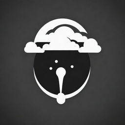 Edit the black and white climate change logo, replacing the globe with a stylized cloud. The design should feature a cloud, weather phenomena, and a thermometer.