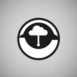 Edit the black and white climate change logo, replacing the globe with a stylized cloud. The design should feature a cloud, weather phenomena, and a thermometer.