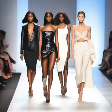 The models on the runway demonstratively strut and strike poses, showcasing the designer's latest collection with confidence and style.