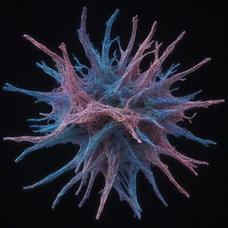 A 3D model of the human neural network, consisting of interconnected neurons forming complex patterns. The neural network should be in shades of luminescent blues and pinks, symbolizing the dynamic nature of the mind within a dark background.