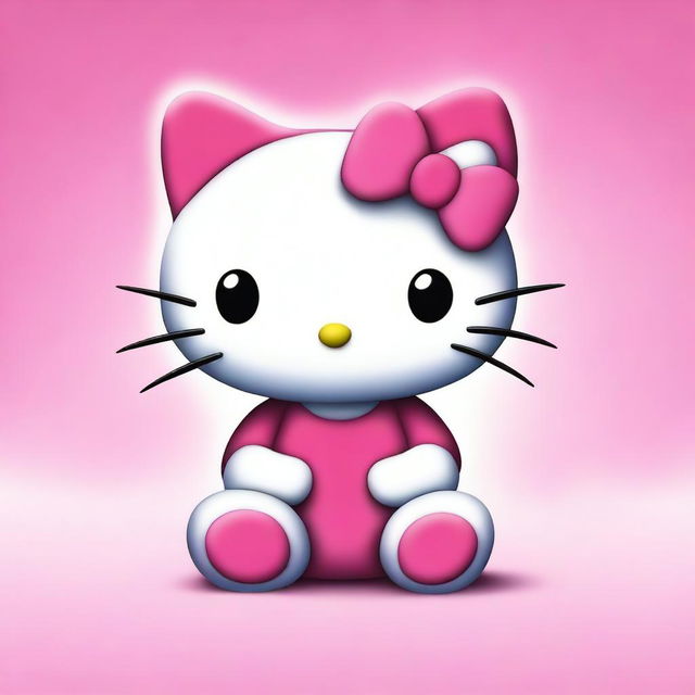 An adorable digital art image depicting a lonesome Hello Kitty