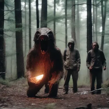 In the horror movie, a group of friends ventures into the undomesticated wilderness, unknowingly unleashing a terrifying creature.