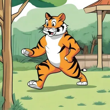 The cartoon depicted a hilarious scenario where an undomesticated tiger ended up in the main character's backyard, causing chaos and confusion.